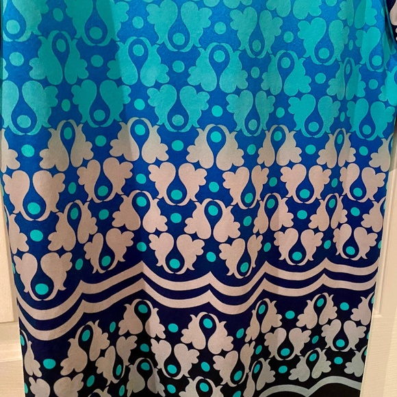 🌊 Geometric Tiana B Dress Colorful Blended Blues to Navy, Black & Gray Nautical - Picture 4 of 8